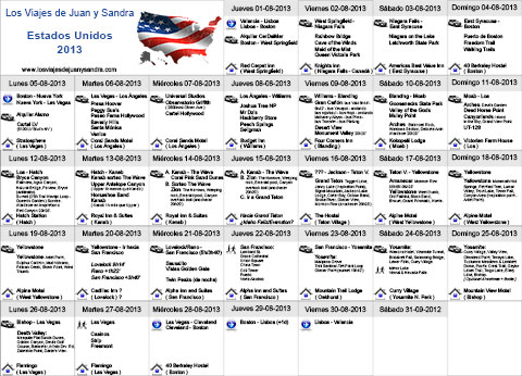 Calendario Estados Unidos 2013